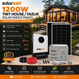1200W Tiny House / Yazlık Solar Enerji Paketi - 100Ah Jel Akü - 2.2Kw Akıllı Hibrit İnverter 1200W Tiny House / Yazlık Solar Enerji Paketi - 100Ah Jel Akü - 2.2Kw Akıllı Hibrit İnverter